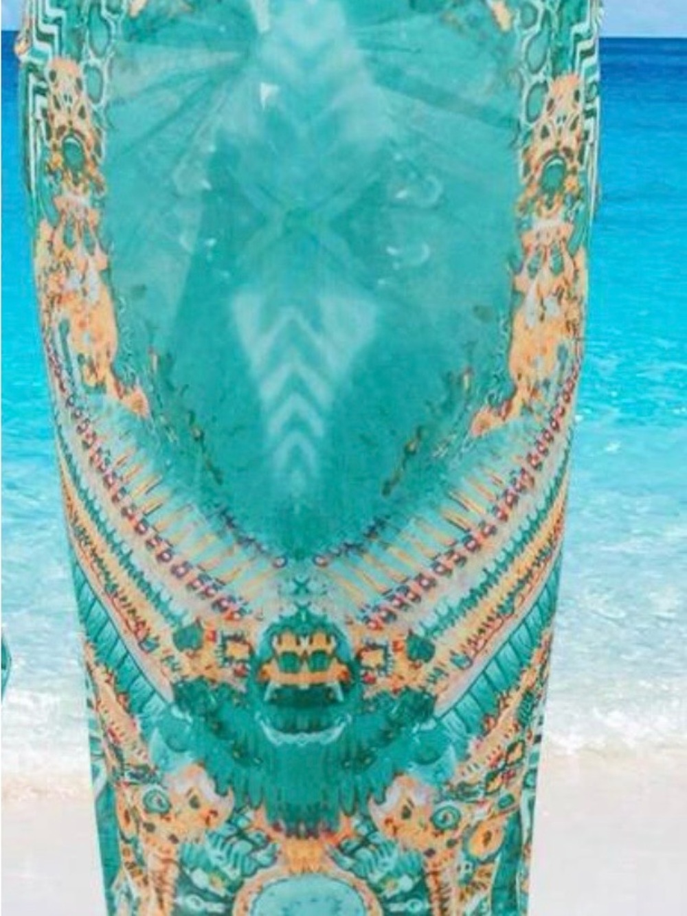 Sarong Turquoise Printed Pattern XL - Picture 3 of 8